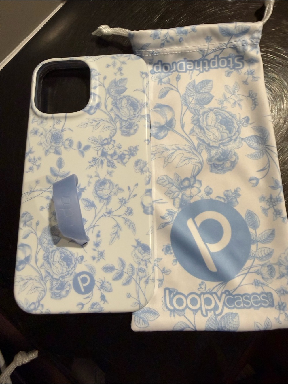 Loopy Case Blue Floral iPhone Case with Loop Grip